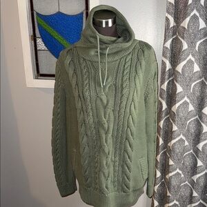 L.L. Bean Green Cowl Neck Sweater
